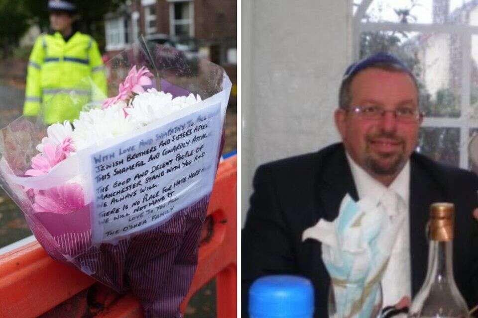 מלווין קרביץ שנרצח בפיגוע, פרחים שהושארו בקרבת בית הכנסת לאחר הפיגוע , Getty Images