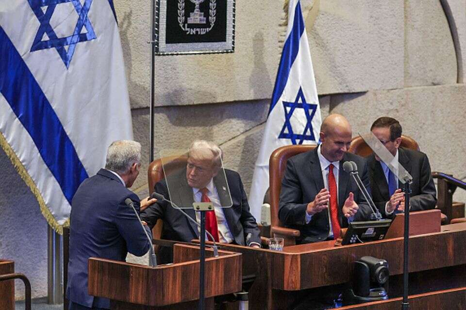 יו"ר האופוזיציה יאיר לפיד בזמן ביקור טראמפ , אורן בן חקון