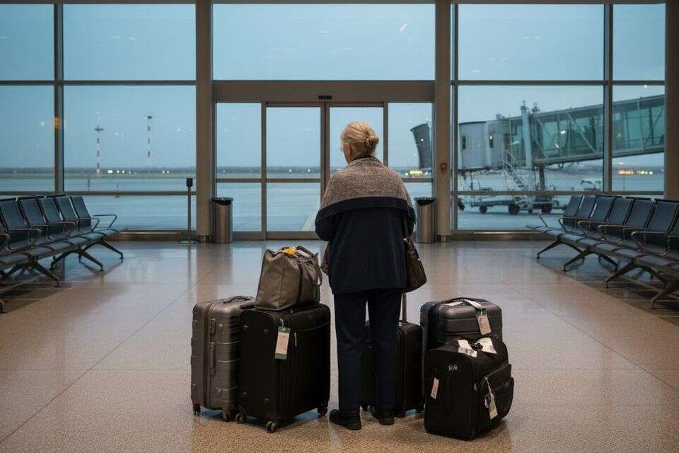 נותרה לבדה בשדה לאחר שהמשפחה המריאה לדובאי בגלל בעיה בדרכון , נוצר באמצעות AI