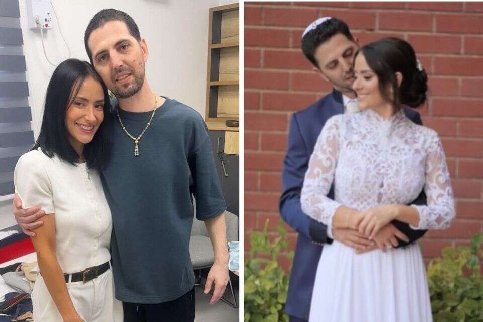 אלקנה ורבקה בוחבוט ביום חתונתם ובמפגש אחרי השבי , מתוך אינסטגרם, באדיבות המשפחה