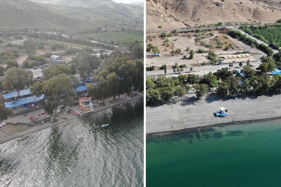 הבדלים שנוצרו בתוך שנה בלבד. חוף חוקוק צפון , רחפן שי מזרחי איגוד ערים כינרת