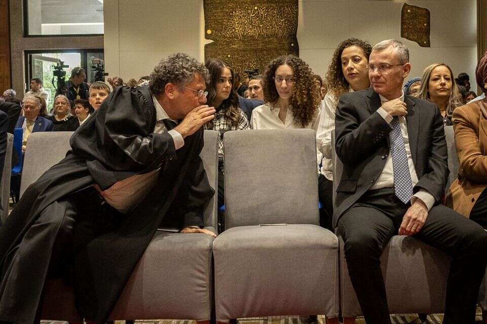 השר לוין ונשיא בית המשפט העליון השופט עמית , אורן בן חקון
