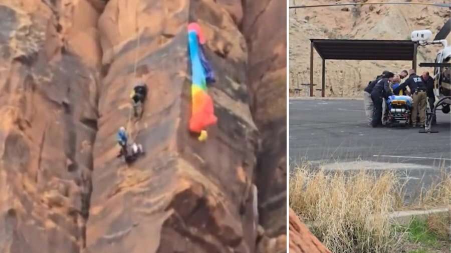 תיעוד מטורף: התרסק על צוק וחולץ על ידי מסוק לאחר שעות בהן היה תלוי באוויר