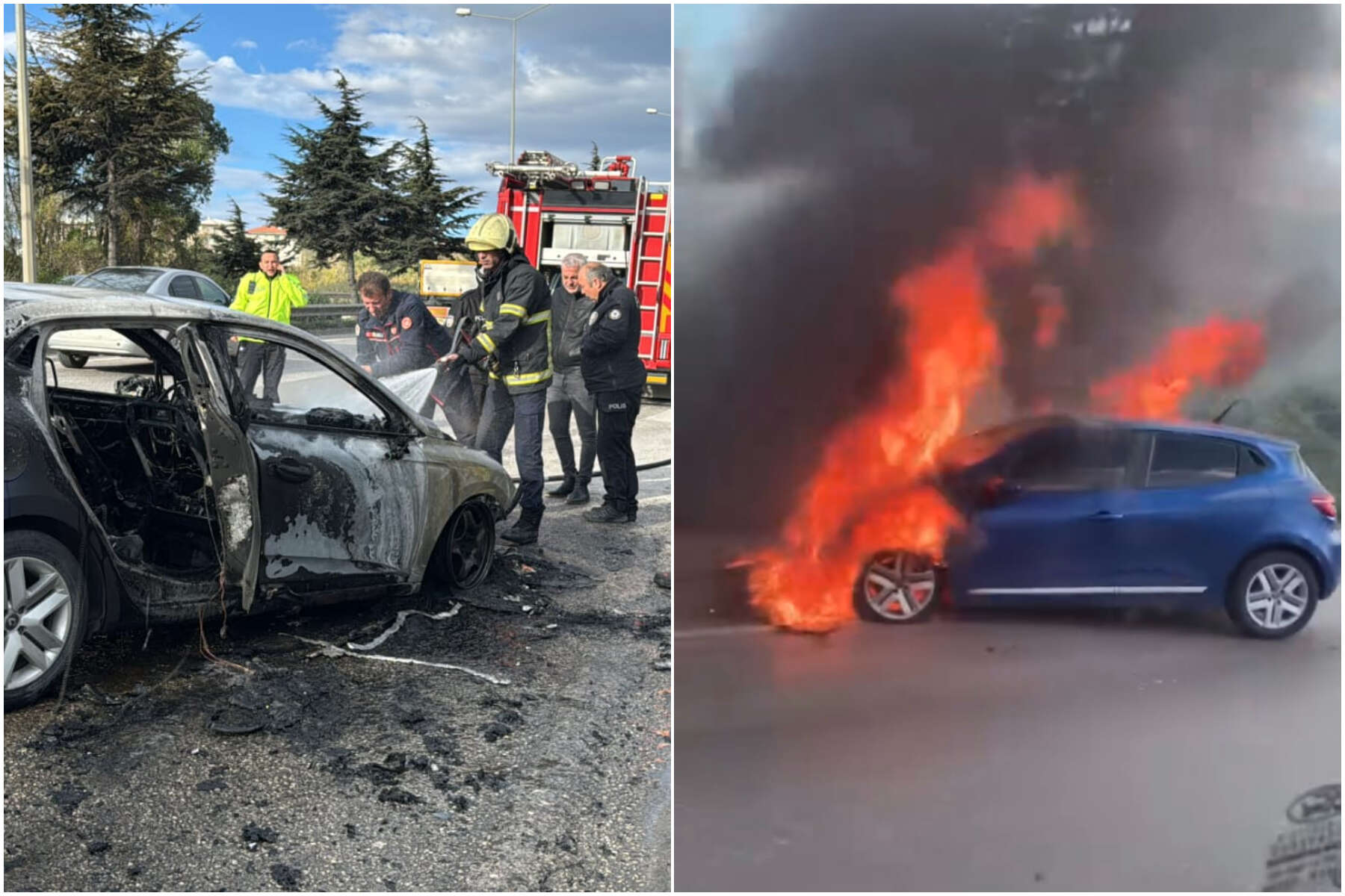 מלחיץ: כוכב הליגה הטורקית יצא ללא פגע מתוך מכונית בוערת