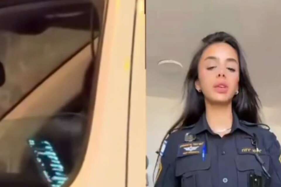 השוטרת סימסה באמצע הנהיגה? הסרטון - והסערה