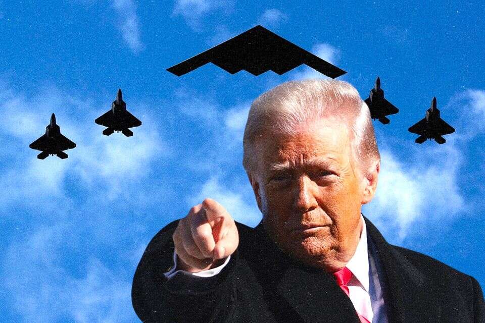 נשיא ארה"ב דונלד טראמפ על רקע מטוסי חמקן , רויטרס