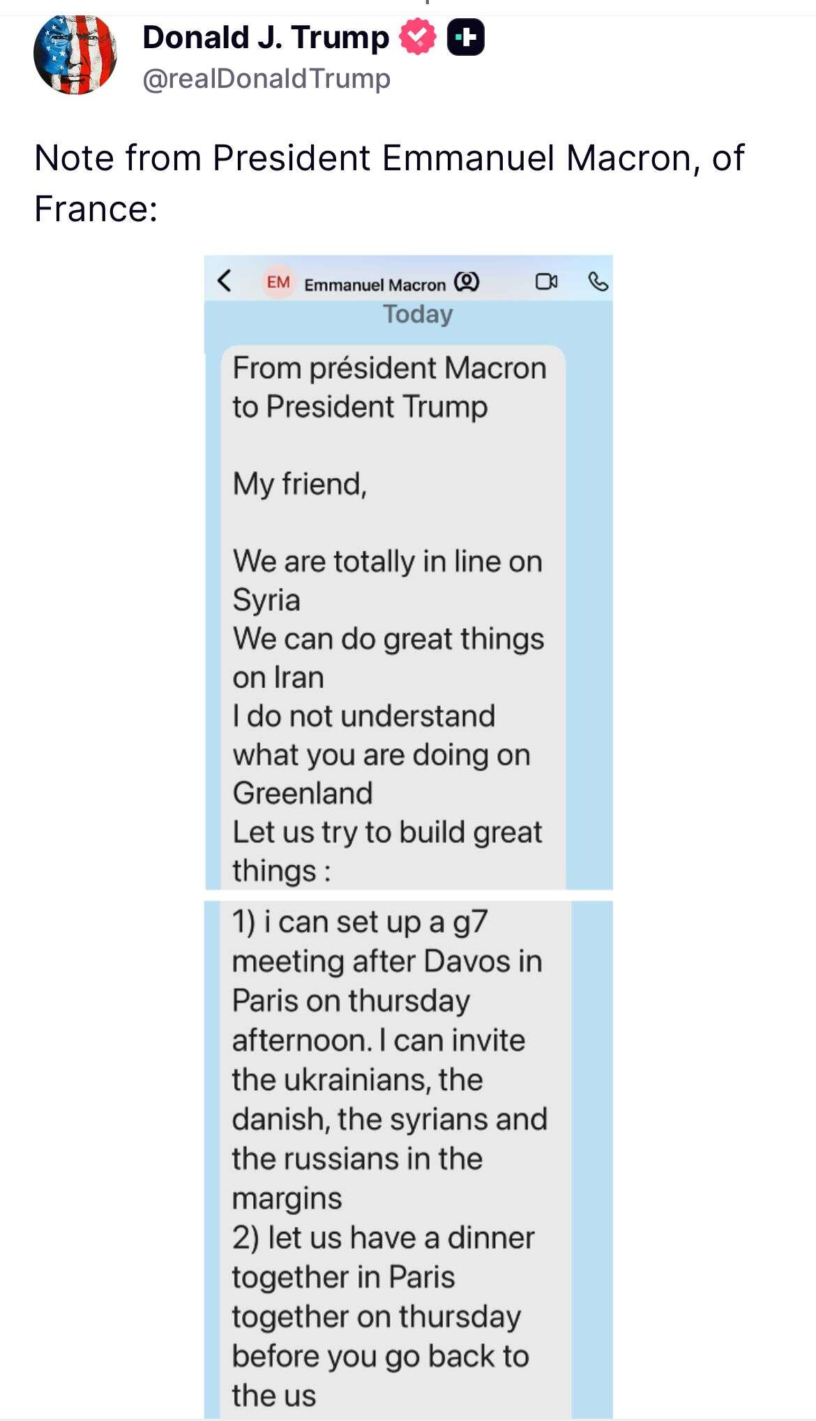  ההודעה שפרסם טראמפ צילום:  רשתות חברתיות