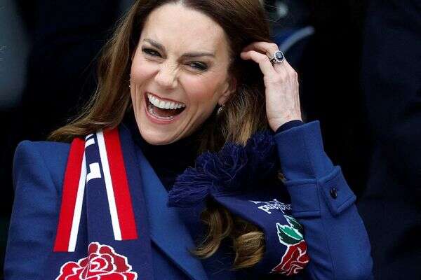 קייט מידלטון, הנסיכה מוויילס, בתוך האצטדיון לפני אליפות שש האומות ברוגבי - אנגליה נגד אירלנד - אצטדיון אליאנץ, טוויקנהאם, בריטניה - 21 בפברואר 2026 , Action Images via Reuters/Peter Cziborra