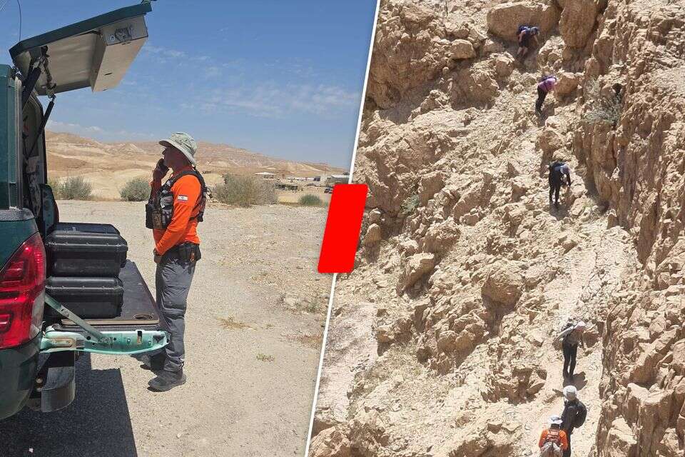 המטיילים בנחל ואחד המחלצים , יחידת החילוץ מגילות