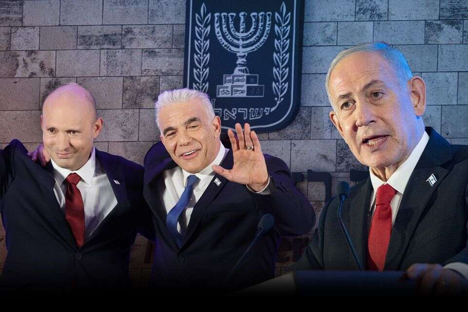 בנט, לפיד ונתניהו , אורן בן חקון, EPA