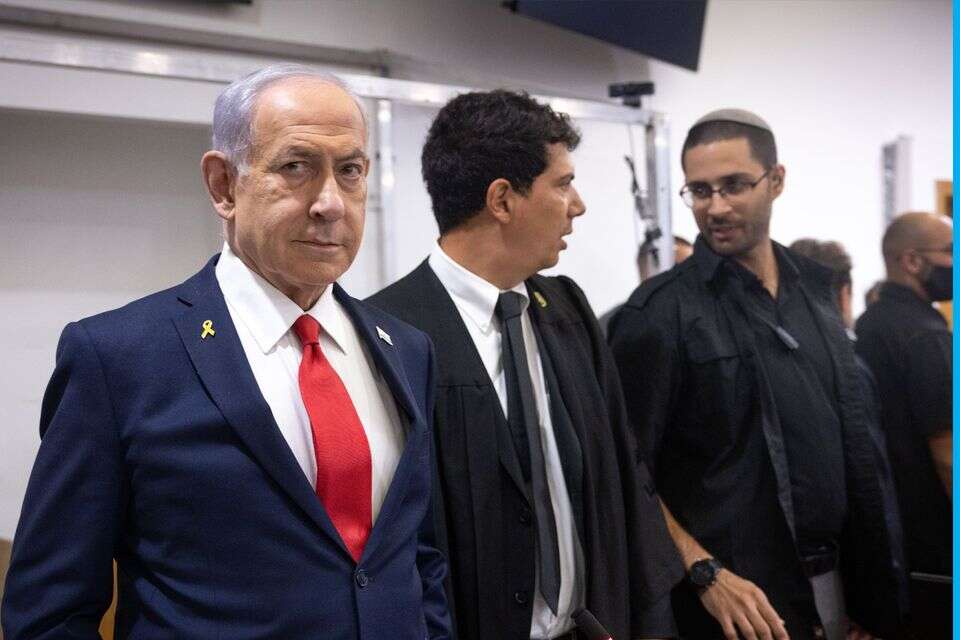 ראש הממשלה בנימין נתניהו באחד מהדיונים במשפטו , מרים אלסטר / פלאש 90