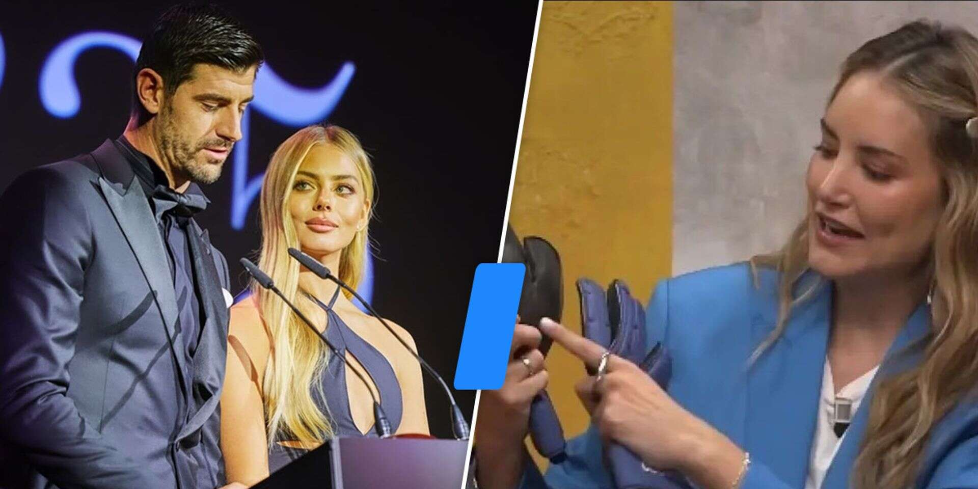 טיבו קורטואה, מישל גרציג והמנחה אלבה קאריו עם הכפפות , צילום מסך, אינסטגרם