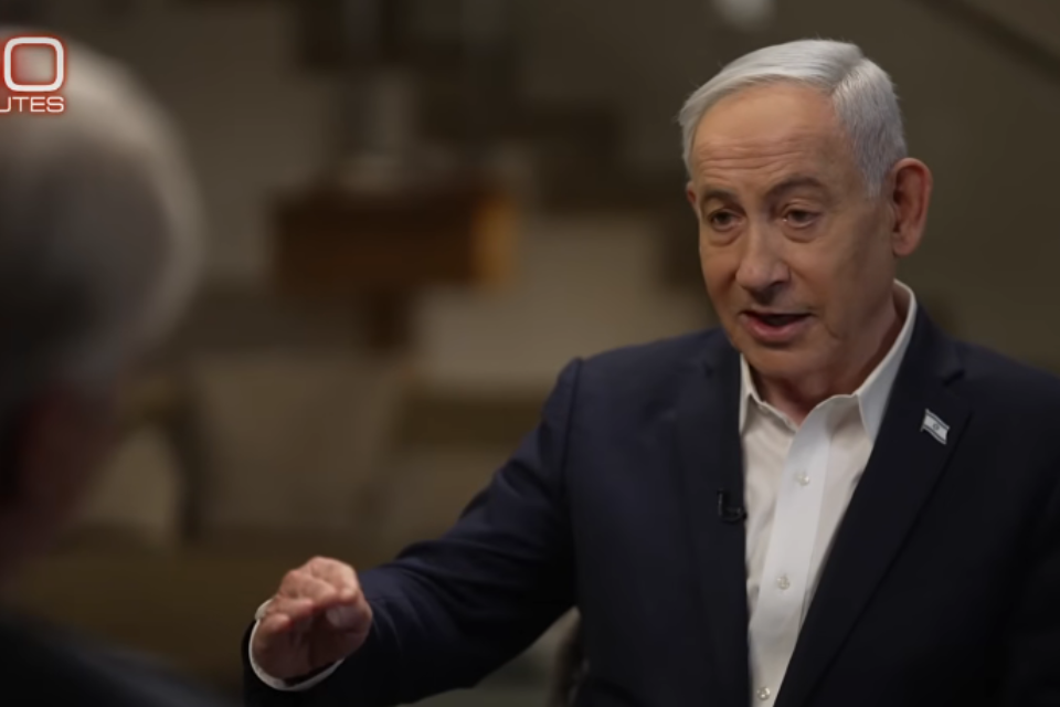 נתניהו בראיון שהעניק ל"60 דקות" , צילום מסך