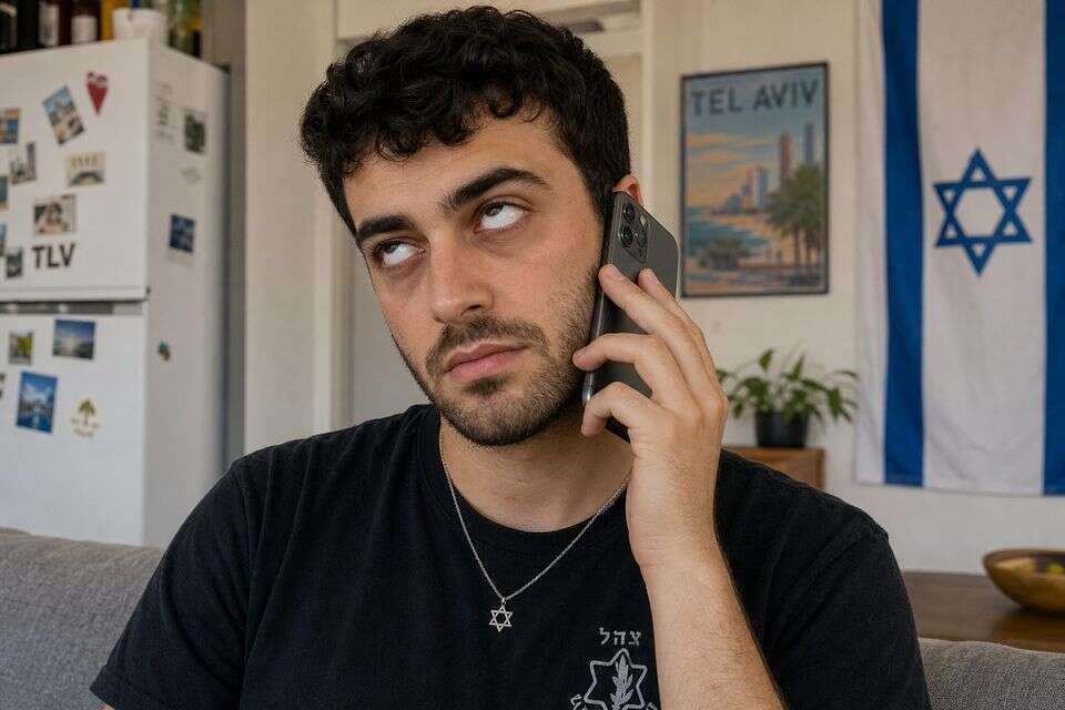 צעיר ישראלי עונה לשיחת ספאם בטלפון ומפלפל עיניים , נוצר באמצעות GPT Image 2
