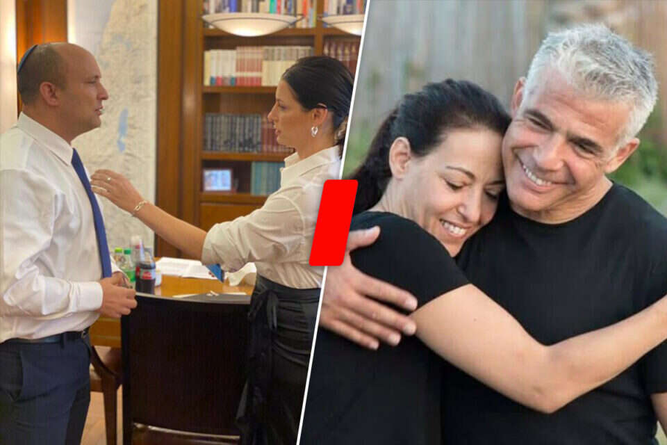 יאיר לפיד ונפתלי בנט עם בנות זוגם , .