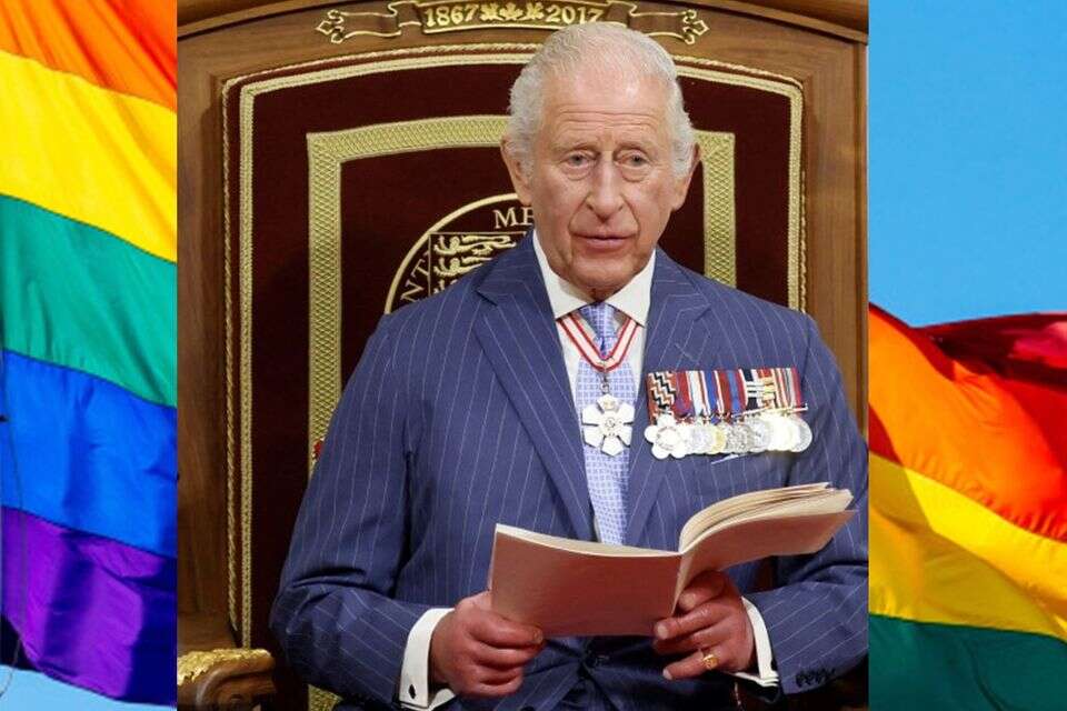 המלך צ'ארלס וברקע דגל הגאווה , Blair Gable/The Canadian Press via AP, Pool
דגל: Getty Images