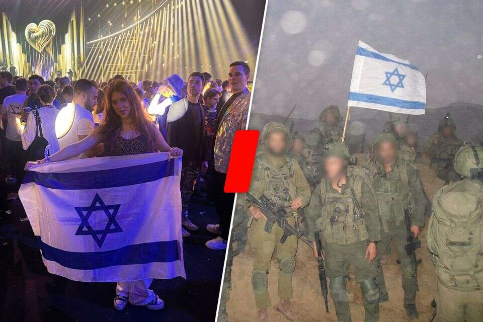 דגל ישראל באירוויזיון לצד חייילים , ללא