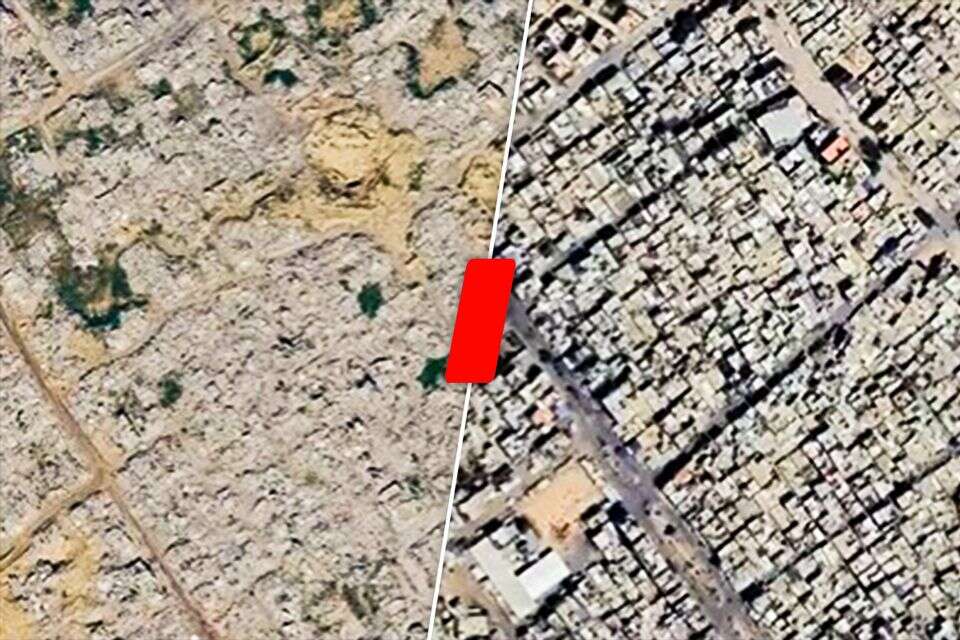 לפני ואחרי. שכונת הטרור שאבורה ברפיח , צילום מסך