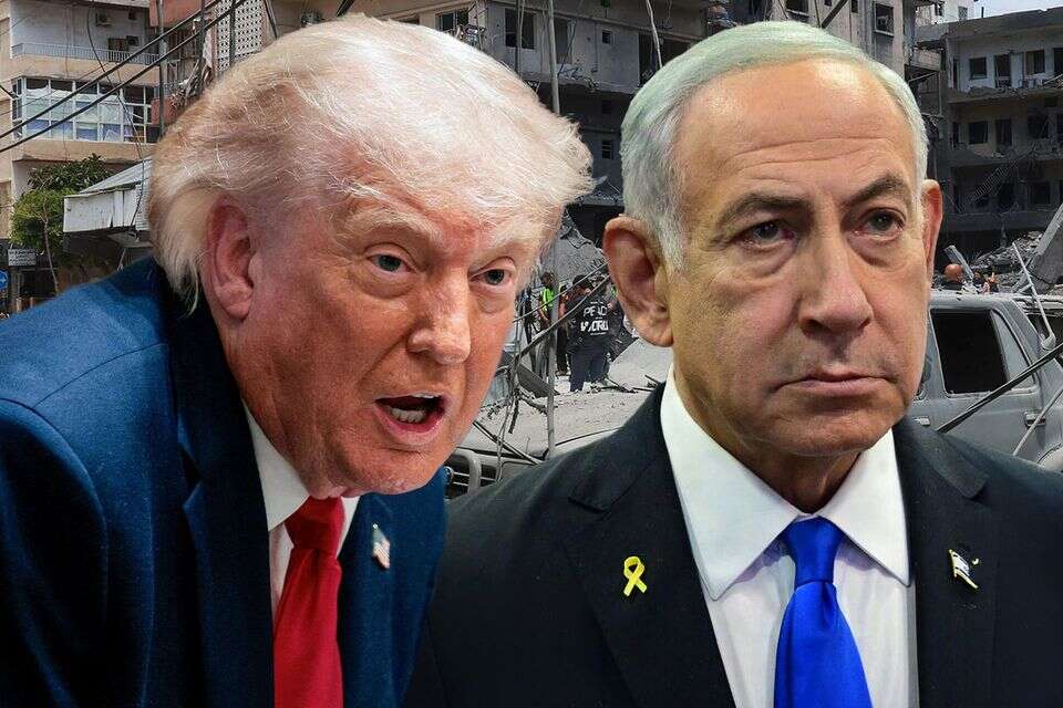 תסתכלו על הפרטים הקטנים. טראמפ ונתניהו על רקע לבנון , רויטרס, עמוס בן גרשום, לע"מ