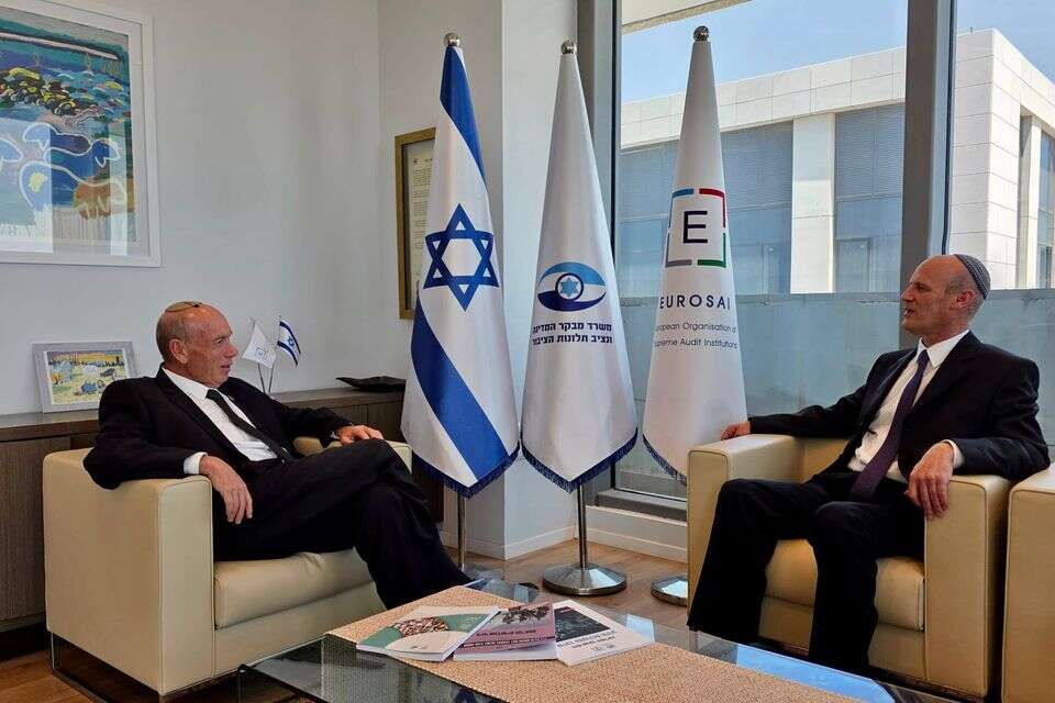 עו"ד מיכאל ראבילו נפגש עם מבקר המדינה מתניהו אנגלמן , משרד מבקר המדינה
