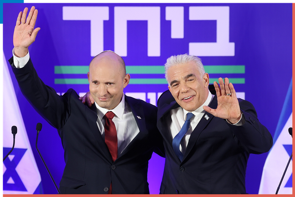 גודל הגוש הוא קריטי לניצחון. ראשי ביחד יאיר לפיד ונפתלי בנט , אי.פי.אי
