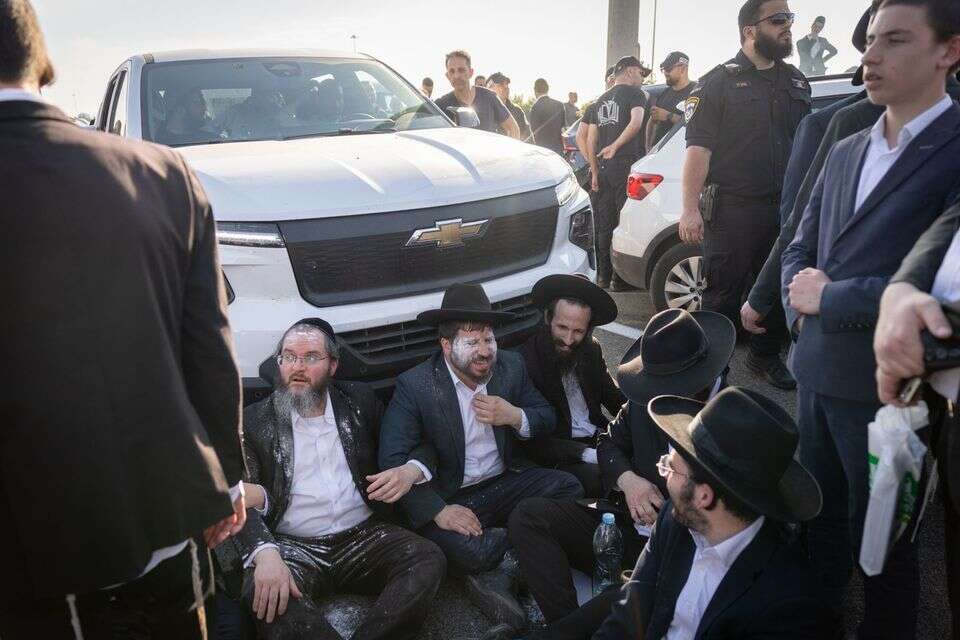 מחאת החרדים בכביש 6 ליד מחלף בן שמן , יונתן זינדל/פלאש90