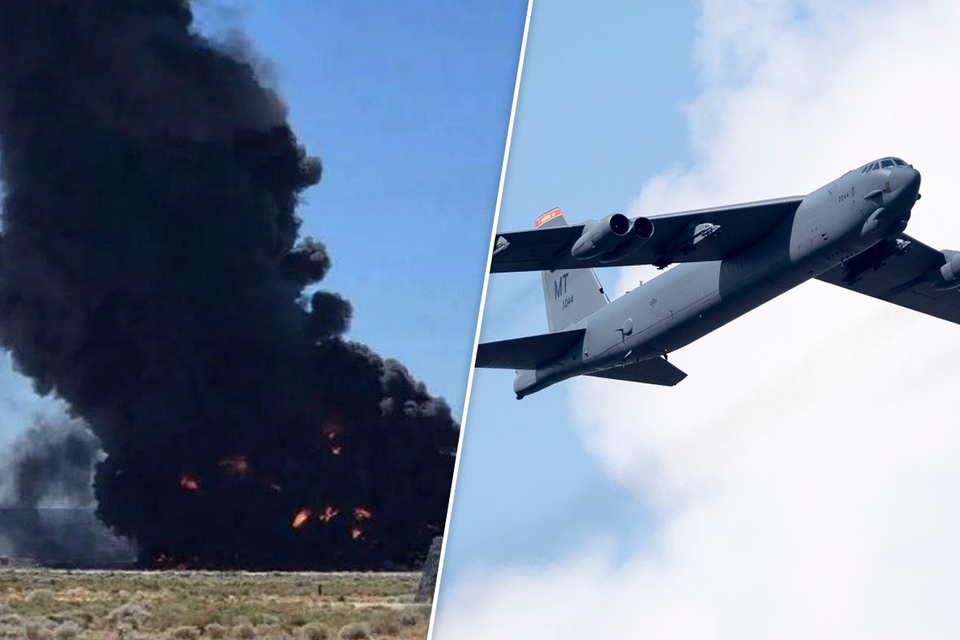 זירת ההתרסקות בקליפורניה ומפציץ ה-B-52 , AP, מתוך X