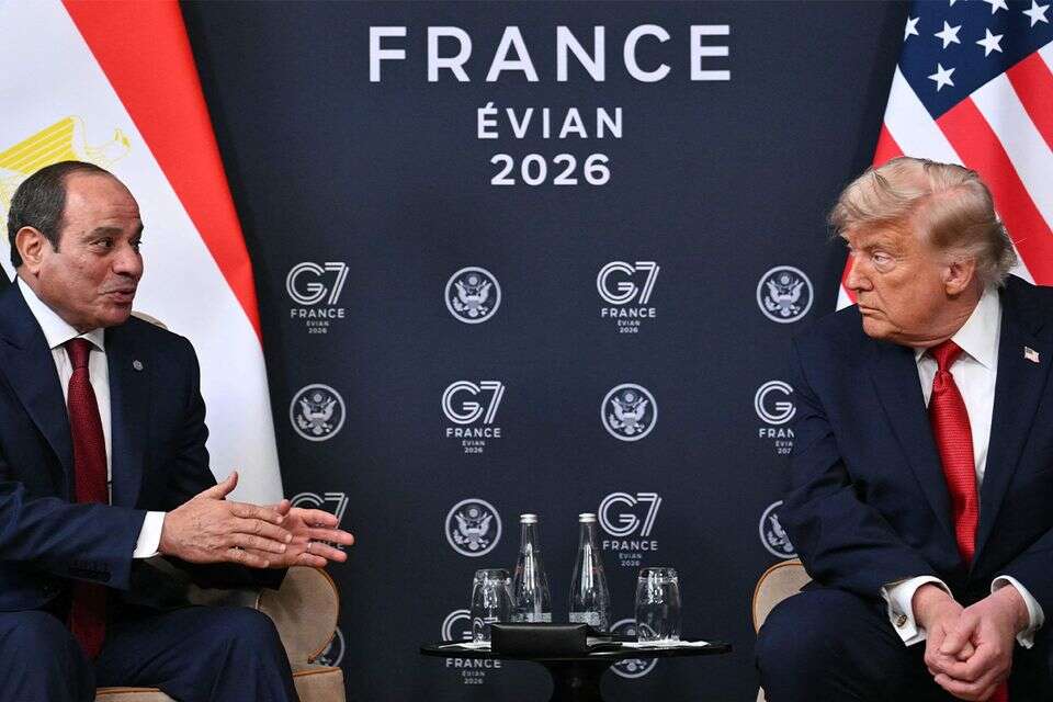 טראמפ ונשיא מצרים א-סיסי בכנס ה-G7 , AFP