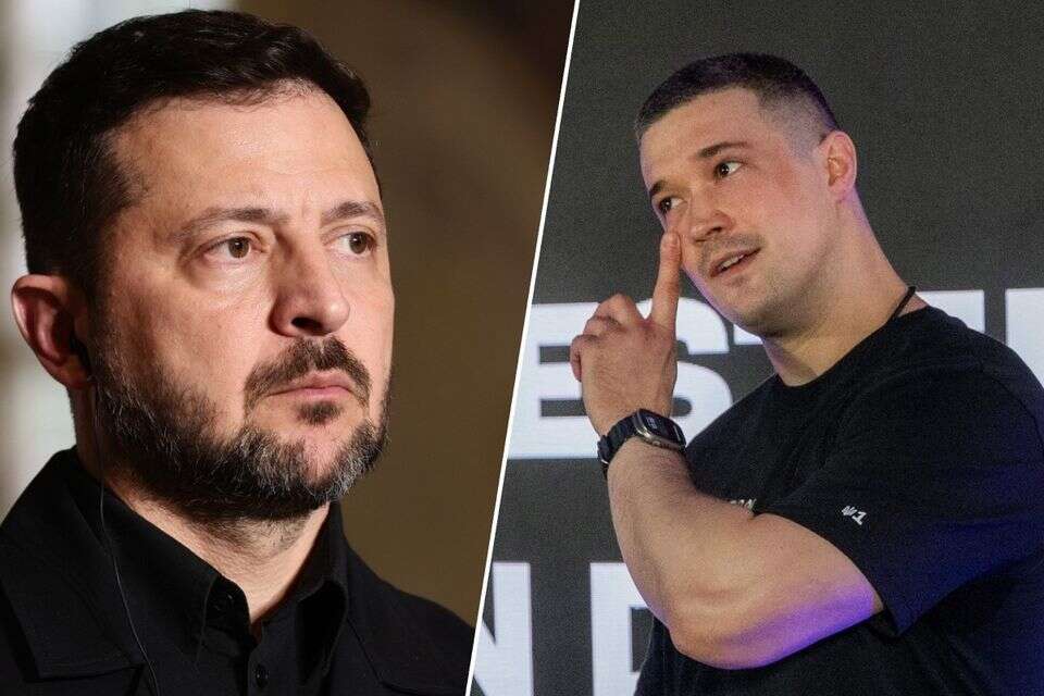 שר הביטחון היוצא מיכאילו פדורוב ונשיא אוקראינה וולודימיר זלנסקי , AFP