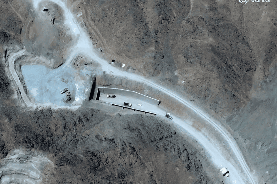 Movement of vehicles at the entrance to a tunnel on Mount Hachoresh, Reuters