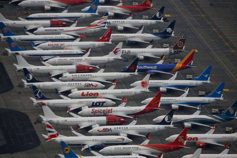 Dozens of grounded Boeing 737 MAX aircraft are seen parked at Grant County International Airport in Moses Lake, Washington, U.S. November 17, 2020. REUTERS/Lindsey Wasson *** Local Caption *** 19.11.20 ???? , REUTERS/Lindsey Wasson