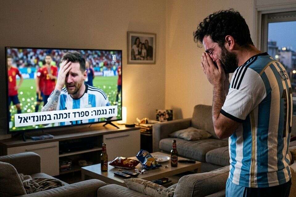 אוהד בוכה לאחר סיום מונדיאל 2026 , נוצר באמצעות Gemini