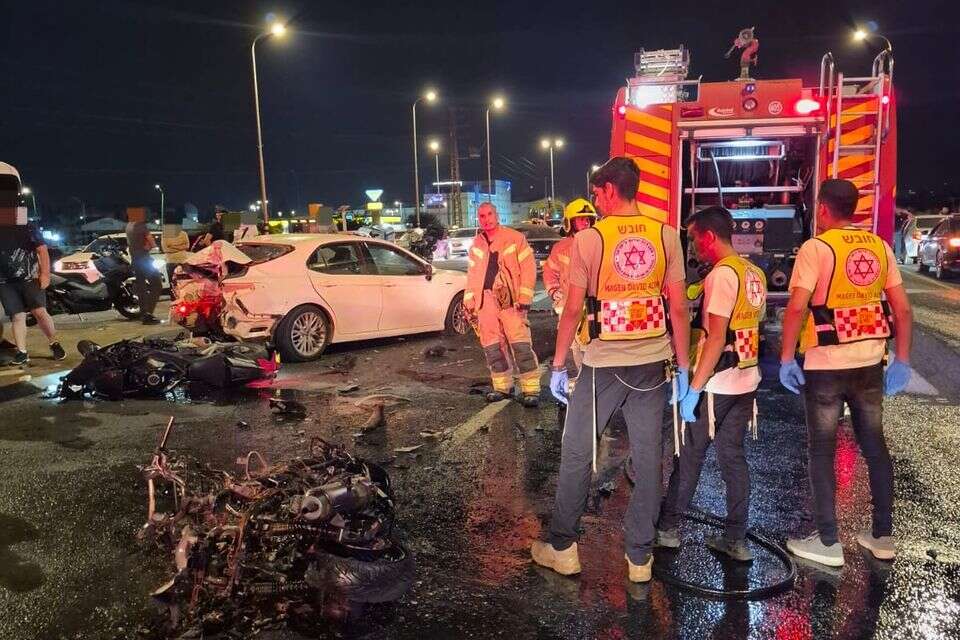 זירת התאונה בכביש 57 , תיעוד מבצעי מד"א