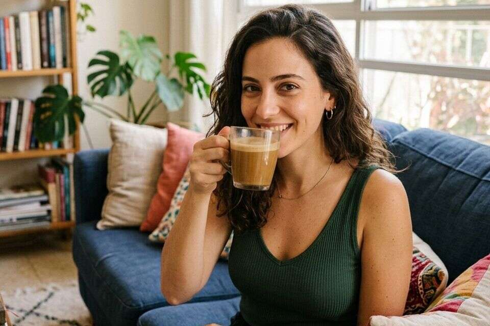 אישה שותה כוס קפה נמס , Gemini