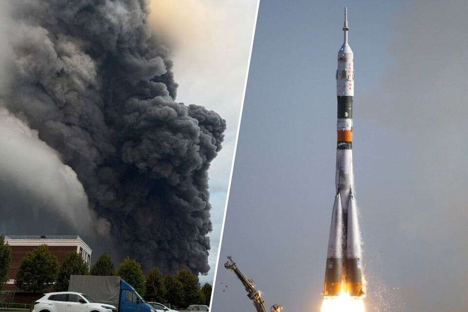 משגר סיוז, מחסן הלוגיסטיקה הרוסי עולה באש , נאס"א, REUTERS