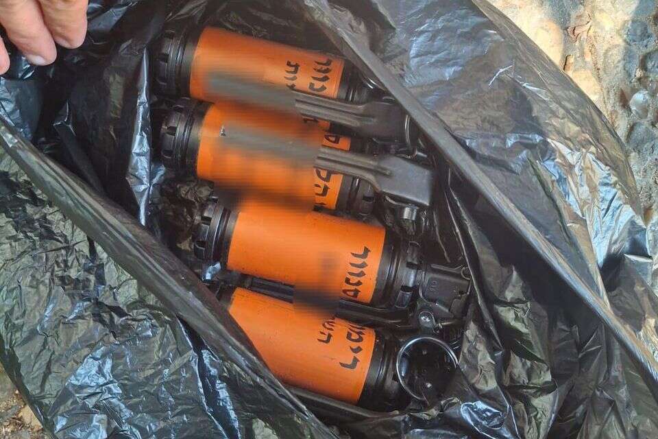 הרימונים שנתפסו ע"י המשטרה ,