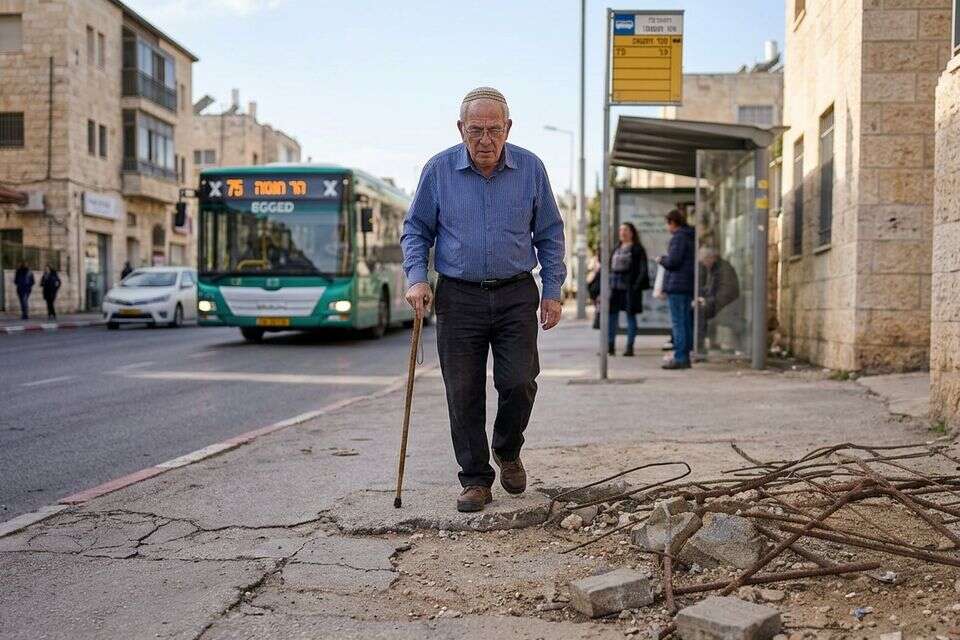 הקשיש מעד ונפצע בגלל מכשול. אילוסטרציה , בינה מלאכותית