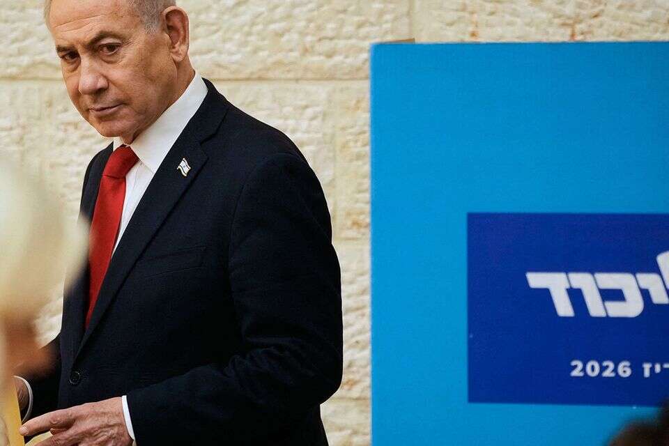 נתניהו מצביע בפריימריז הליכוד , AFP