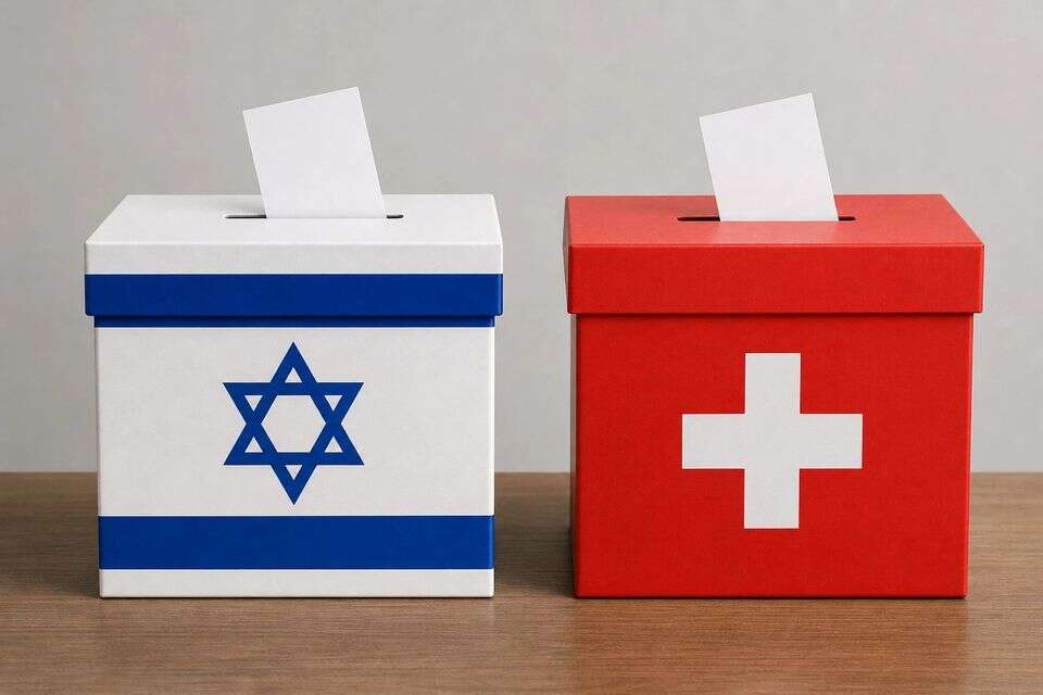 קלפיות עם דגלי שווייץ וישראל , נוצר באמצעות GPT Image 2