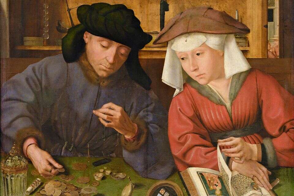 ציור: "The Money Changer and His Wife"' , צייר: קוונטין מסייס