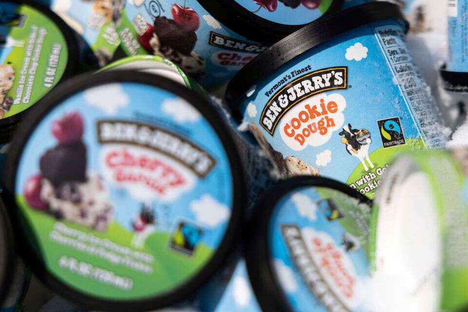 WASHINGTON, DC - MAY 20: Ben and Jerry's ice cream is stored in a cooler at an event where founders Jerry Greenfield and Ben Cohen gave away ice cream to bring attention to police reform at the U.S. Supreme Court on May 20, 2021 in Washington, DC. The two are urging the ending of police qualified immunity. (Photo by Kevin Dietsch/Getty Images) *** Local Caption *** 20.07.21 , Kevin Dietsch/Getty Images