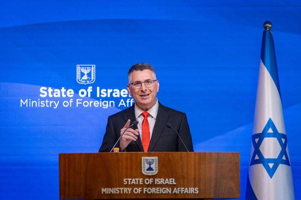 גדעון סער בהצהרה לאחר הסנקציות , חיים גולדברג // פלאש 90