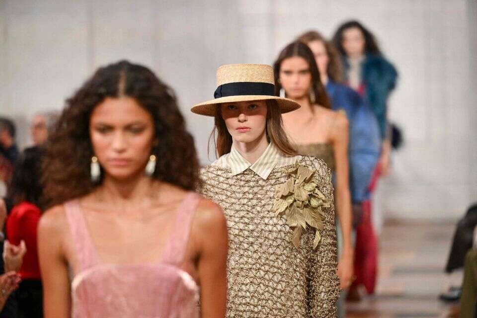Models walk the runway during the Ralph Lauren Spring 2027 Collection show during New York Fashion Week in New York on September 9, 2026. (Photo by ANGELA WEISS / AFP) , ANGELA WEISS / AFP