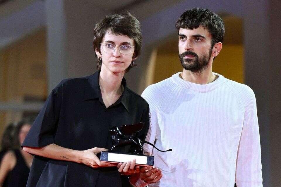 epa13235279 Israeli directors Rachel Szor (R) and Yuval Abraham hold the Special Jury Prize for their film 'NAZA' during the closing ceremony of the 83rd annual Venice International Film Festival in Venice, Italy, 12 September 2026. The 83rd edition of the festival runs from 02 to 12 September 2026. EPA/ETTORE FERRARI ,