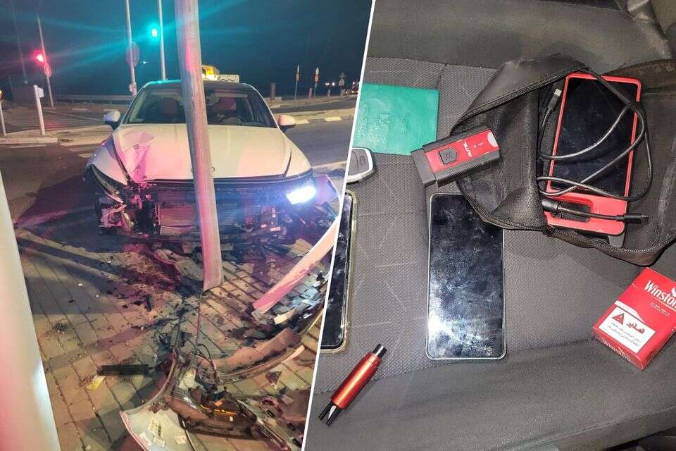 הרכב הגנוב והממצאים שנתפסו לאחר המרדף ותפיסת הרכב , דוברות המשטרה