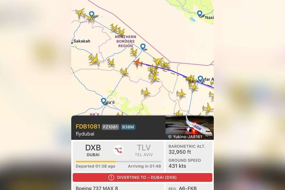 טיסה נוספת של פליי דובאי חורת על עקבותיה , FLY RADAR