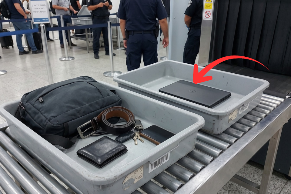 למה צריך להוציא את הלפטופ מהתיק בשיקוף? , ג'מיני