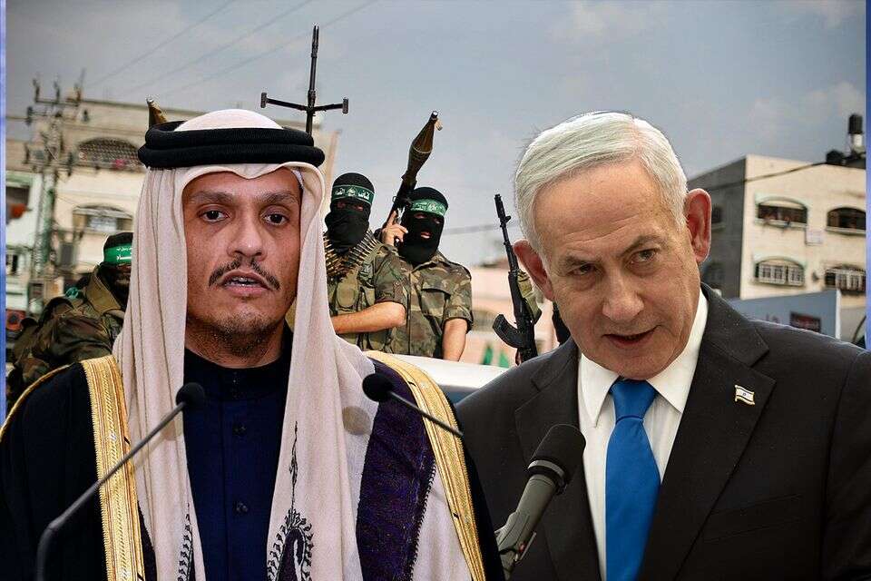 נתניהו ואל-ת'אני על רקע עזה , רויטרס, EPA, אורן בן חקון