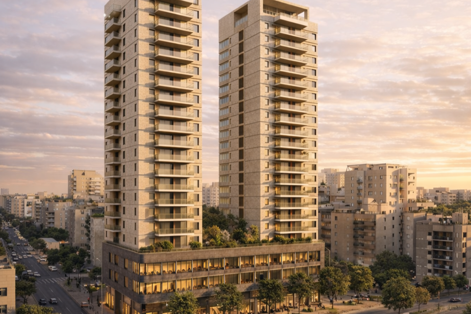 משתרע על כ-2.6 דונם וכולל שני בניינים. פרויקט פרשקובסקי בחדרה, רחוב הנשיא , הדמיה: פרשקובסקי גרופ