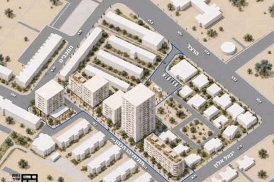 יוקמו חמישה מבני מגורים, בהם מגדל בן 23 קומות. מתחם יוספטל, דימונה , הדמיה: גוטמן אסף אדריכלים